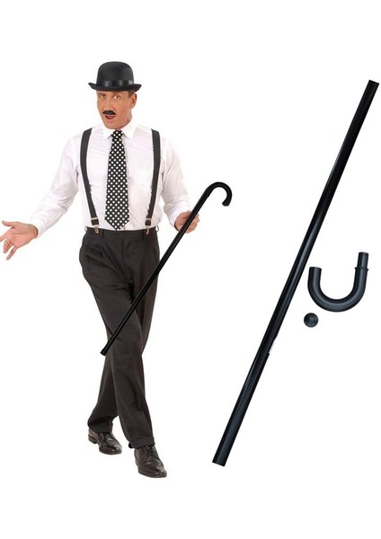 Plastik 3 Parça Charlie Cahapline Ihtiyar Bastonu 83 cm Halloween Gösteri