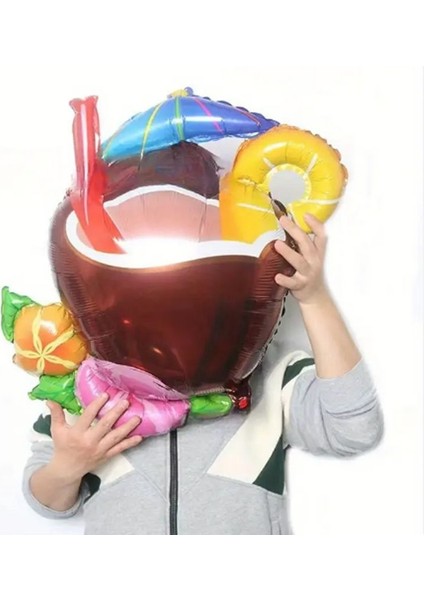 Hawaian Yaz Partisi Hindistan Cevizi Kokteyl Bardağı Şekilli Folyo Balon 82X70 cm 1 Adet