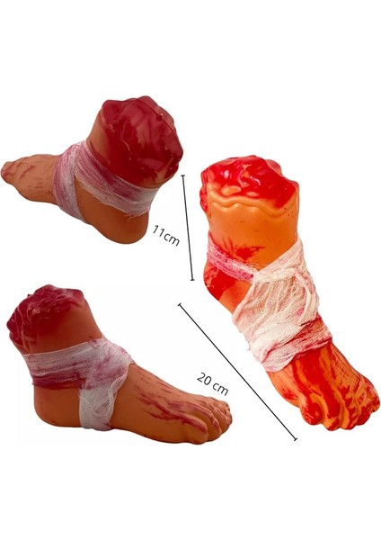 Halloween Sert Plastik Dekor Amaçlı Kanlı Sargı Bezli Kesik Ayak 1 Adet