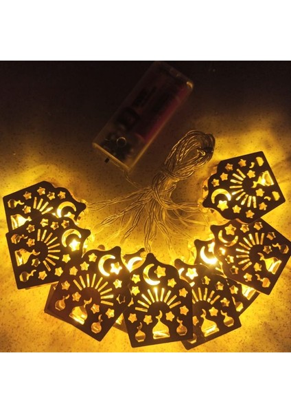 Ramazan Temalı Gün Işığı 10 Metal Ampullü Dini Sembollü Fener Şeklinde Pilli LED Işık 2 mt fiyatları