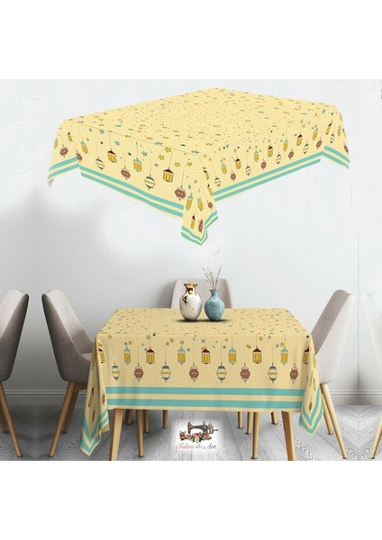 Ramazan ve Eid Mubarak Temalı 160X240 cm Kumaş Masa Örtüsü
