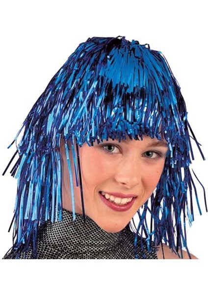 Koyu Mavi Lacivert Renk Metalize Parti Peruğu