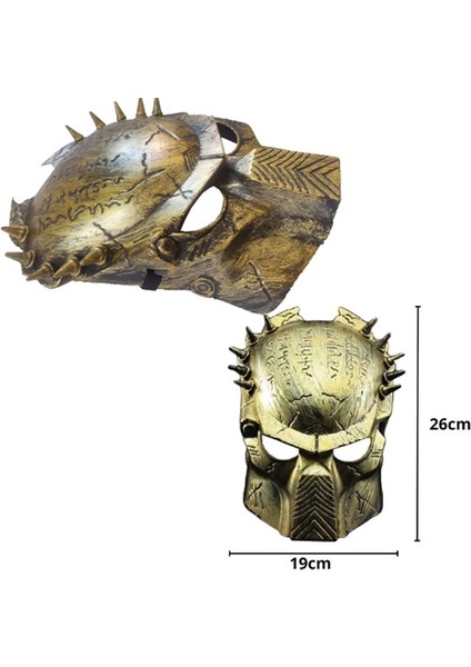 Halloween Sert Plastik Arkadan Lastikli Predator Film Maskesi Altın Renk Yetişkin fiyatları