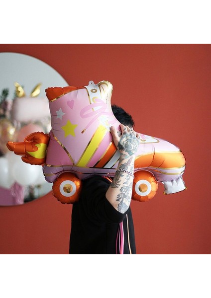 Retro Disko 80 Ler 90 Lar Party Skate Paten Şekilli Folyo Balon 74X51 cm 1 Adet