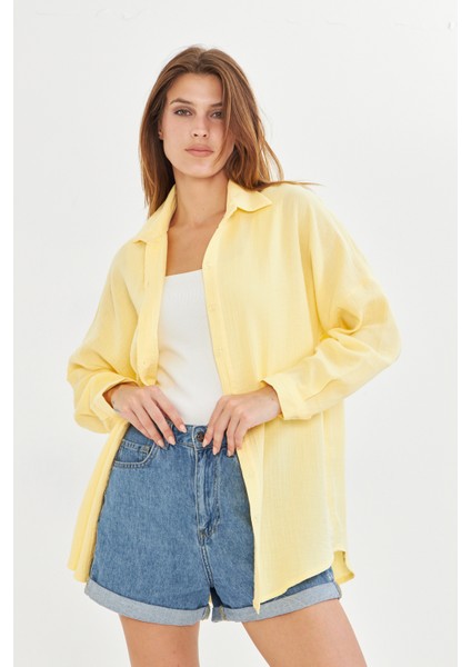 Si&su Müslin Kumaş Kadın Rahat Kesim, Oversize, Salaş Gömlek
