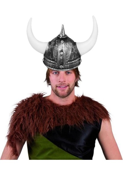 Halloween Mega Boynuzlu Plastik Viking Savaşçı Şapkası Yetişkin Gümüş Eskitme Renk fiyatları