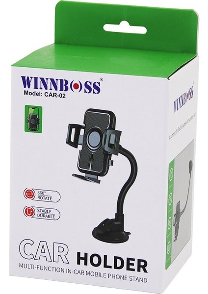 AYDOGANTICARET44 Araç - Oto Telefon Tutucu 360° Eğilip Bükülen Akrobat Kol Vantuzlu - Oynar Baş- Genişlik Ayarı (5199)