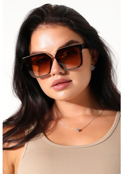 Kadın Kahverengi Oversize UV400 Güneş Gözlüğü 23016 C3 fırsatları