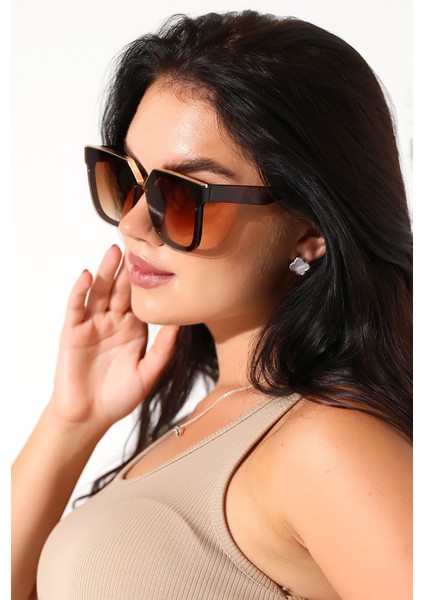 Kadın Kahverengi Oversize UV400 Güneş Gözlüğü 23016 C3 indirimleri