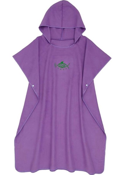 F Fityle Sörf Panço Değişen Havlu Bornoz Kaputlu, Ultralight Cilt Dostu Hızlı Kuru Mikrofiber Surfer Yüzücü Plaj Panço Pelerin - Mor (Yurt Dışından)
