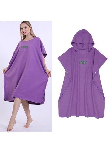 F Fityle Sörf Panço Değişen Havlu Bornoz Kaputlu, Ultralight Cilt Dostu Hızlı Kuru Mikrofiber Surfer Yüzücü Plaj Panço Pelerin - Mor (Yurt Dışından) fiyatları