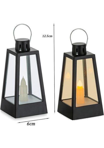 Siyah Renk Asmalı Dekoratif Plastik LED Fener 1 Adet