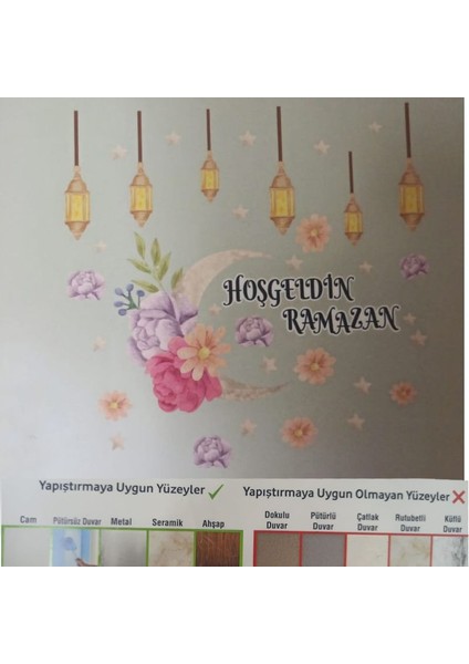 Cam ve Duvar Için Ramazan Temalı Çıkartma Sticker 35 Parça modelleri
