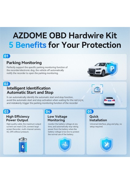 Obd Hardwire Kit Type-C Port – Park Modu Destekli, 12V-24V Araç Güç Adaptörü (M300, M550, M660, V600, PG17 Uyumlu)