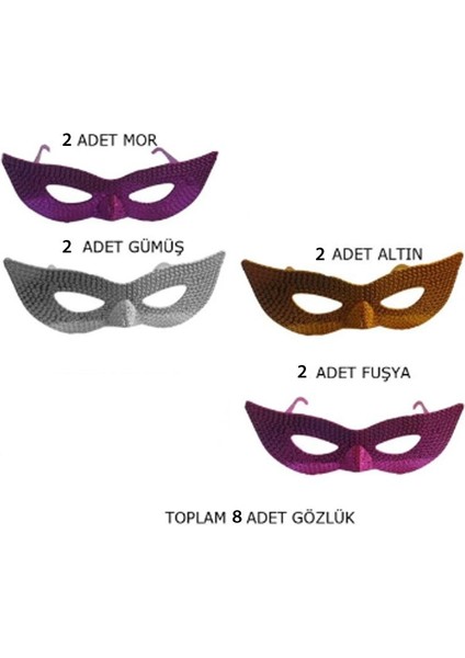 Plastik Camsız Damlacık Görünümlü Parti Gözlüğü 4 Renk 8 Adet Hallowretro