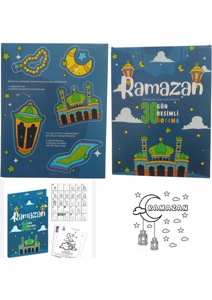 30 Adet Ramazan Boyunca Resimli Temalı Boyama Kağıtları 22X20 cm fiyatları