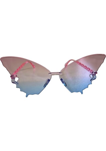 Sert Mika Üst Pembe Alt Mavi Renk Kelebek Gözlüğü 1 Adet 15 x 7 cm fiyatları