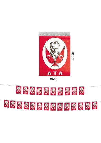 Kırmızı Beyaz Renk Atatürk Bakılı Dizgi 40 Lı Kağıt Bayrak 3 Farklı Boy 3 Adet Gösteri fiyatları