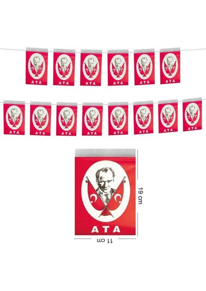 Kırmızı Beyaz Renk Atatürk Bakılı Dizgi 40 Lı Kağıt Bayrak 3 Farklı Boy 3 Adet Gösteri fırsatları
