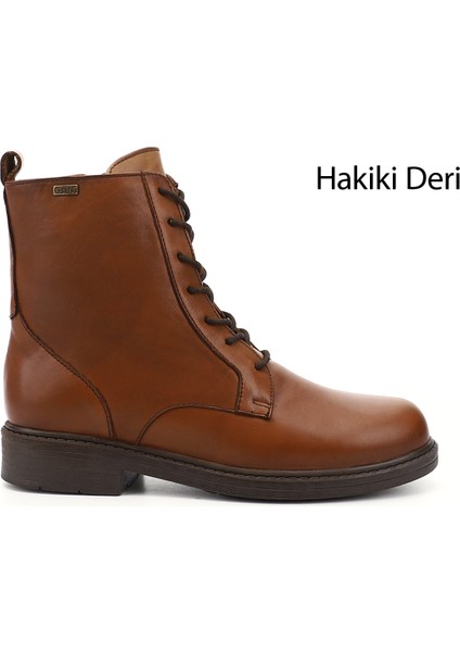 Kadın Fermuarlı Kauçuk Taban Hakiki Deri Postal Bot