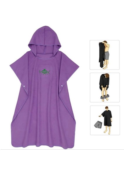 F Fityle Sörf Panço Değişen Havlu Bornoz Kaputlu, Ultralight Cilt Dostu Hızlı Kuru Mikrofiber Surfer Yüzücü Plaj Panço Pelerin - Mor (Yurt Dışından) fırsatları