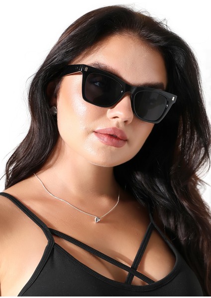 Kadın Siyah Kare UV400 Güneş Gözlüğü 23014 C2 fırsatları