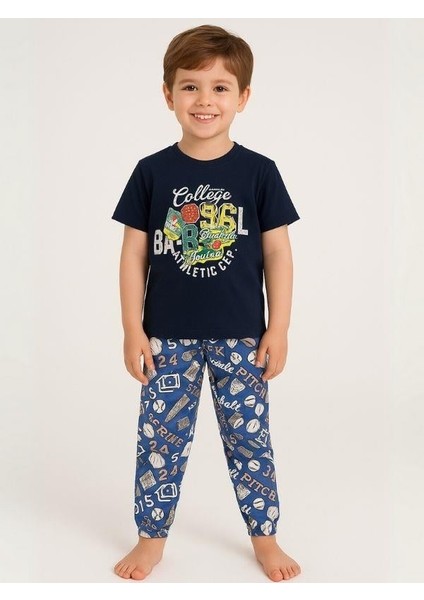 Erkek Çocuk Pamuklu Kısa Kol College Pijama Takımı fiyatları