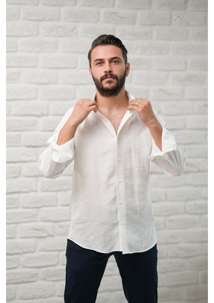 Regular Fit Yaka Düğmeli Yazlık Modal Kumaş Erkek Gömlek fiyatları