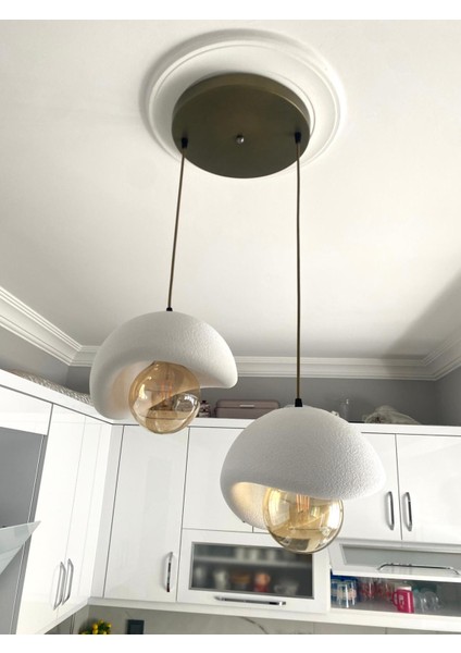 Dream Mode Beton Görünümlü Modern Şık Iskandinav Tarz 2 Başlı Avize (25CM) (Rustik Ampul Hediyeli) Nestvibe