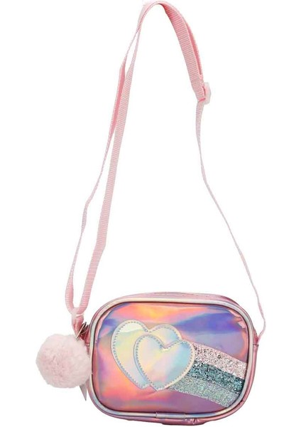 Kalp Desenli Hologramlı Askılı Çapraz Çanta