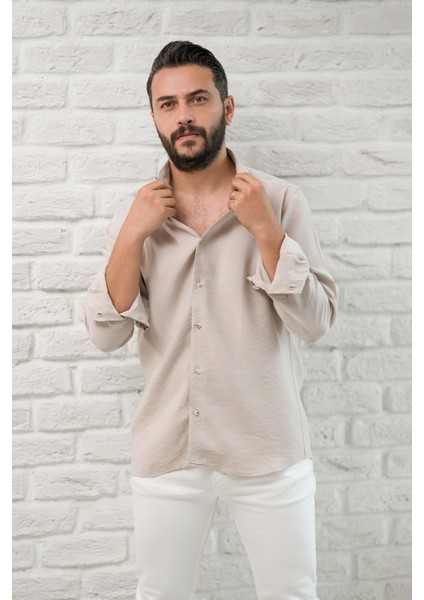Regular Fit Yaka Düğmeli Yazlık Modal Kumaş Erkek Gömlek modelleri