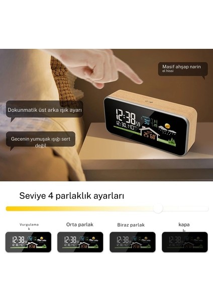 Kablosuz Hava Istasyonu – Ahşap Görünümlü Çalar Saatli Dijital Termometre ve Nem Ölçer | Renkli LED Ekran, 60M Kablosuz Menzil, Iç/dış Sıcaklık-Nem Takibi, Hava Durumu Tahmini, 4 Kademe Parlaklık fırsatları