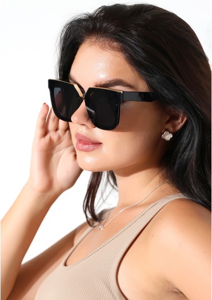Kadın Siyah Oversize UV400 Güneş Gözlüğü 23016 C2 modelleri