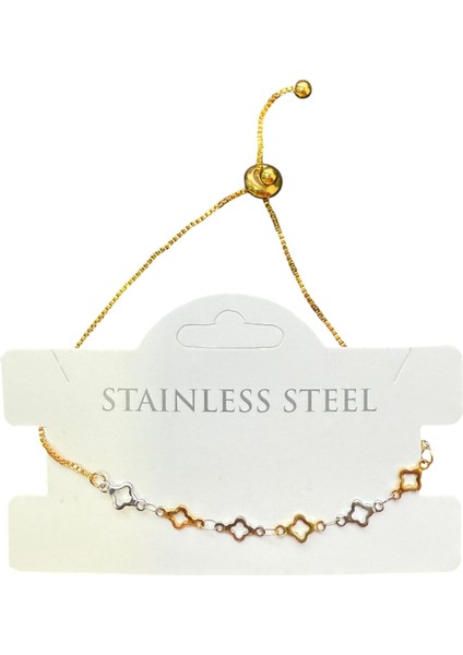 Altın Renk Sarı Beyaz Van Cleff Asansör Çelik Bileklik - 3582 fiyatları