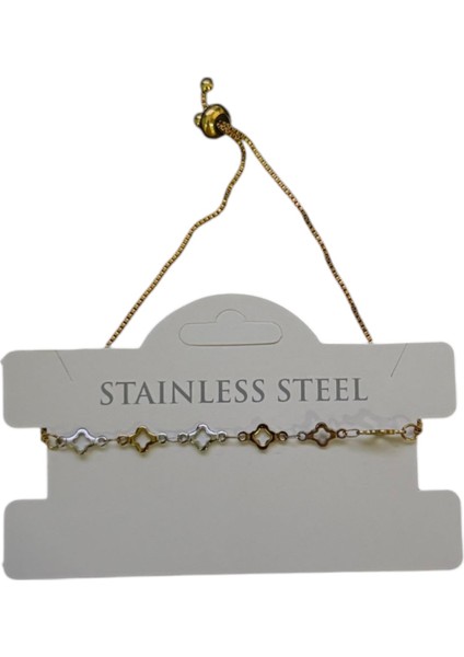 Altın Renk Sarı Beyaz Van Cleff Asansör Çelik Bileklik - 3582 modelleri