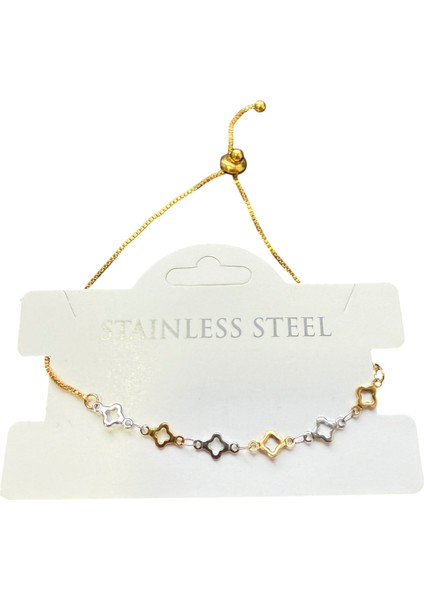 Altın Renk Sarı Beyaz Van Cleff Asansör Çelik Bileklik - 3582 fırsatları