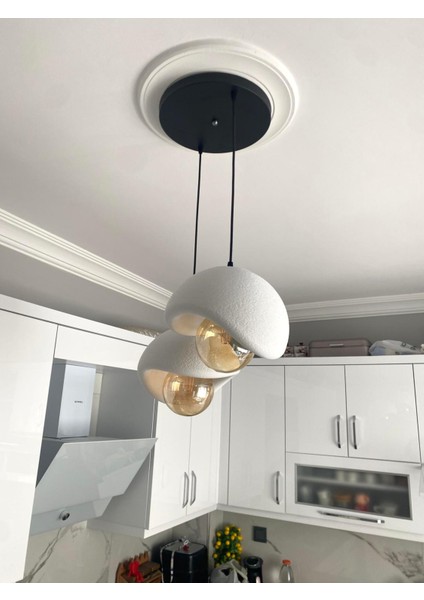 Dream Mode Beton Görünümlü Modern Şık Iskandinav Tarz 2 Başlı Avize (25CM) (Rustik Ampul Hediyeli) Nestvibe