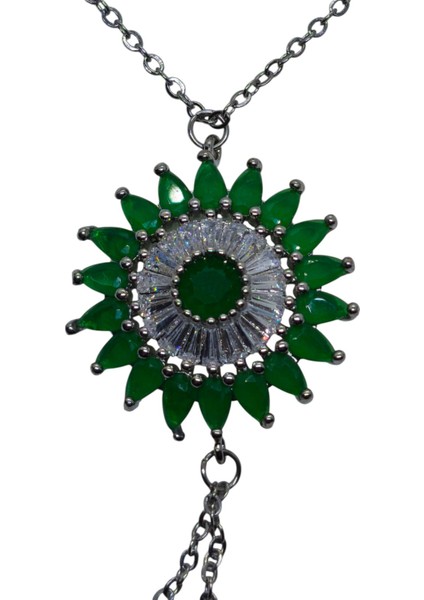 Gümüş Renk Güneş Yeşil Taş Çelik Şahmeran - 3521 modelleri