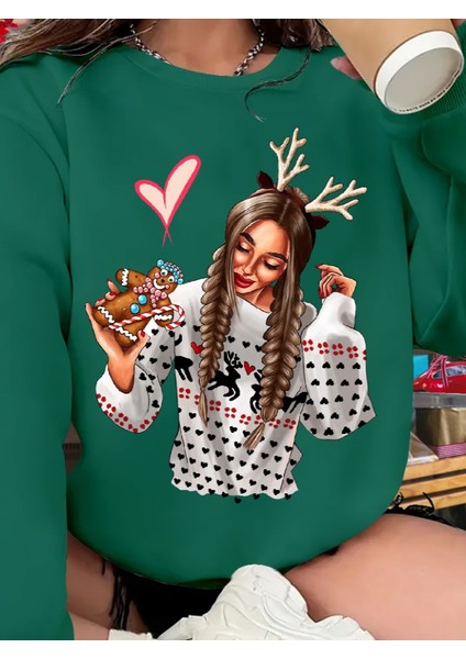 Mottisfashion Kadın Yılbaşı Özel Uzun Kollu Bisiklet Yaka Desenli Viskon Iki Iplik Bluz fiyatları