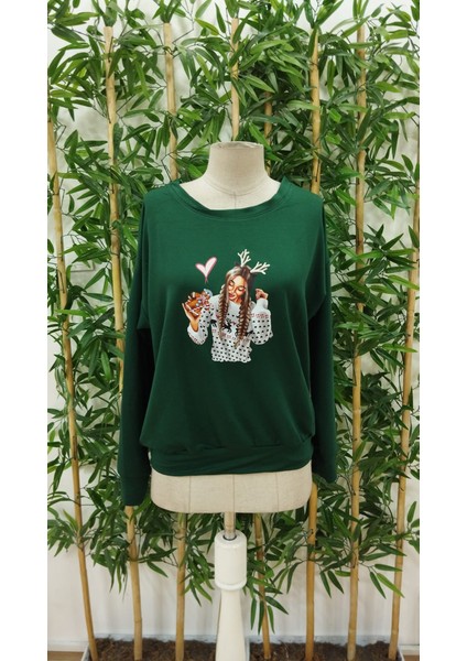 Mottisfashion Kadın Yılbaşı Özel Uzun Kollu Bisiklet Yaka Desenli Viskon Iki Iplik Bluz modelleri