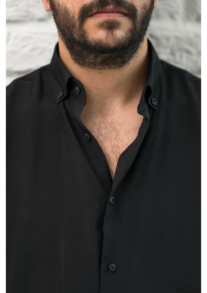 Regular Fit Yaka Düğmeli Yazlık Modal Kumaş Erkek Gömlek modelleri