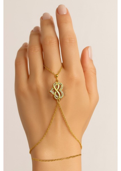 Altın Renk Sonsuzluk Kalp Çelik Şahmeran - 3557