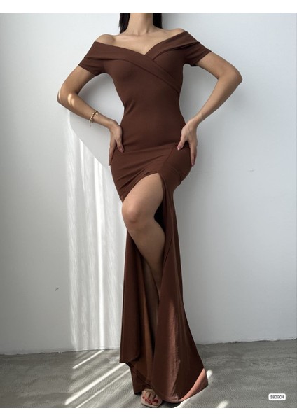 Mottisfashion Kadın Dalgıç Kumaş Kayık Yaka ve Dekolte Detaylı Elbise fiyatları