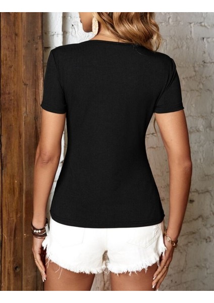 Mottisfashion Kadın Kısa Kollu Fermuarlı Cep Detay Kaşkorse Bluz fiyatları