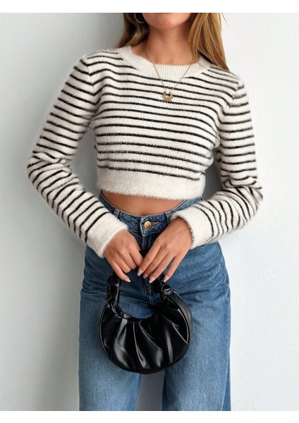 Mottisfashion Kadın Uzun Kollu Balıkçı Yaka Crop Triko Bluz