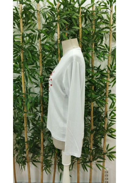 Mottisfashion Kadın Uzun Kollu Bisiklet Yaka Baskılı Viskon Bluz modelleri