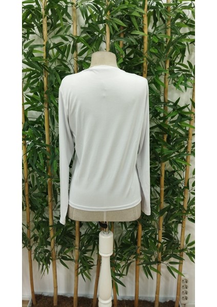 Mottisfashion Kadın Uzun Kollu Bisiklet Yaka Baskılı Viskon Bluz fırsatları