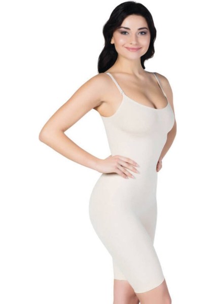 Kadın Ten Ağ Kısmı Açık Tam Boy Vücut Korsesi 5030