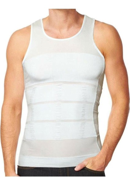 Erkek Beyaz Renk Toparlayıcı Iki Beden Göbek Incelten Korse Atlet Erkek Korsesi