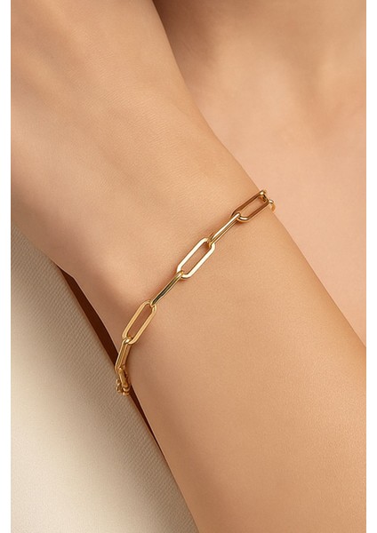 Altın Renk Kalın Ataç Unisex Çelik Bileklik - 3366 fiyatları